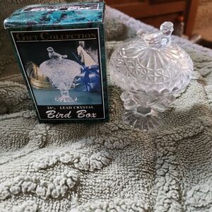 Lead Crystal Bird Box - Clear